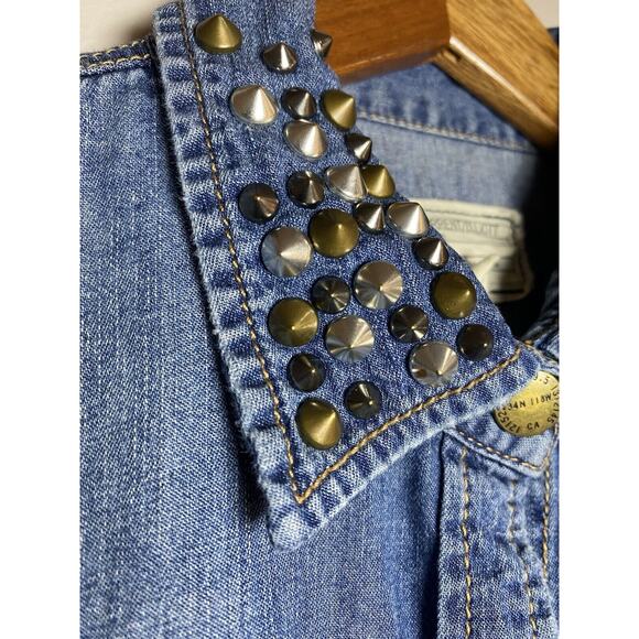 Current Elliott Denim Top Womens Size 2 Studded Button Down The Perfect Shirt - Picture 5 of 6